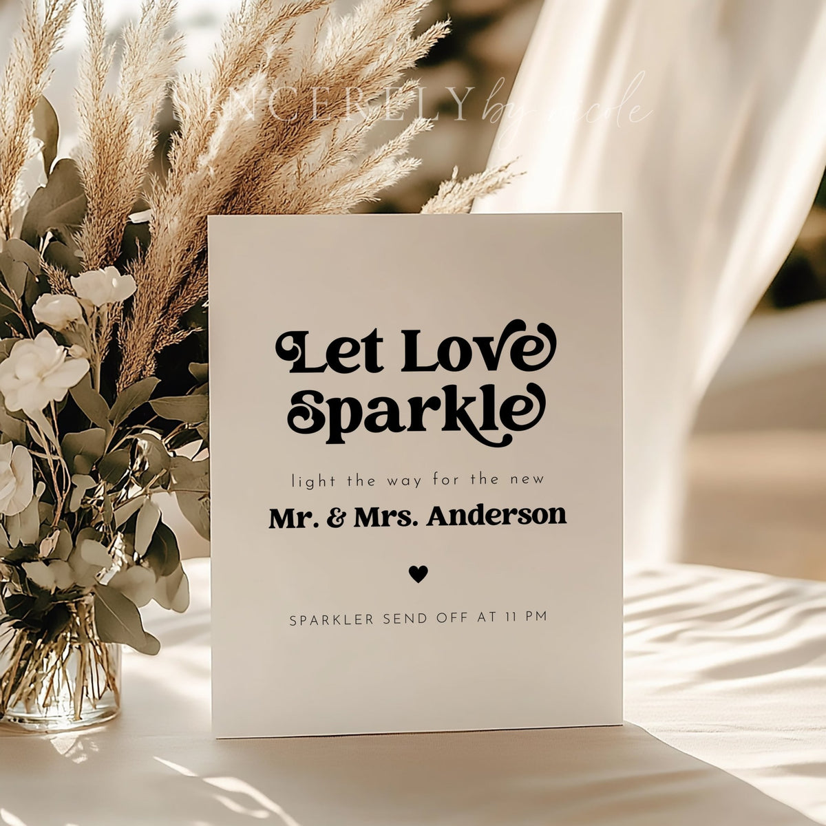 Retro Wedding Sign Newlywed Send Off Reception Sign Let Love Sparkle - SincerelyByNicole