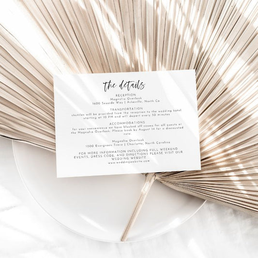 Simple Elegant Wedding Details Card Template Editable In Canva HARPER - SincerelyByNicole