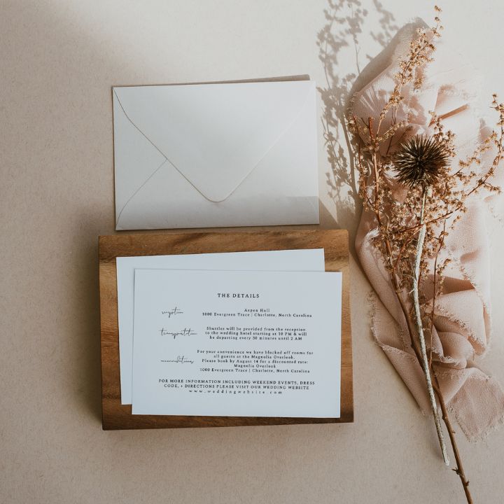 Simple Elegant Wedding Details Card Template Editable In Canva MIA - SincerelyByNicole