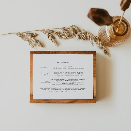 Simple Elegant Wedding Details Card Template Editable In Canva MIA - SincerelyByNicole