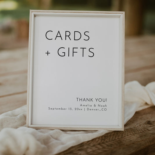 Simple Wedding Reception Cards & Gifts Sign - Elegant Thank You Table Decoration - SincerelyByNicole