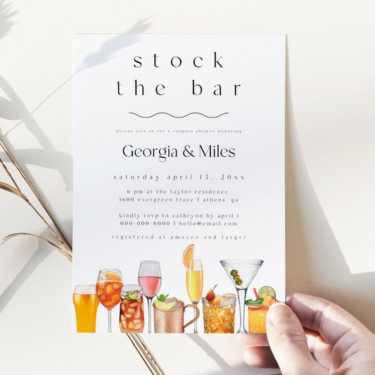 Stock The Bar Couples Shower Invitation Template - SincerelyByNicole