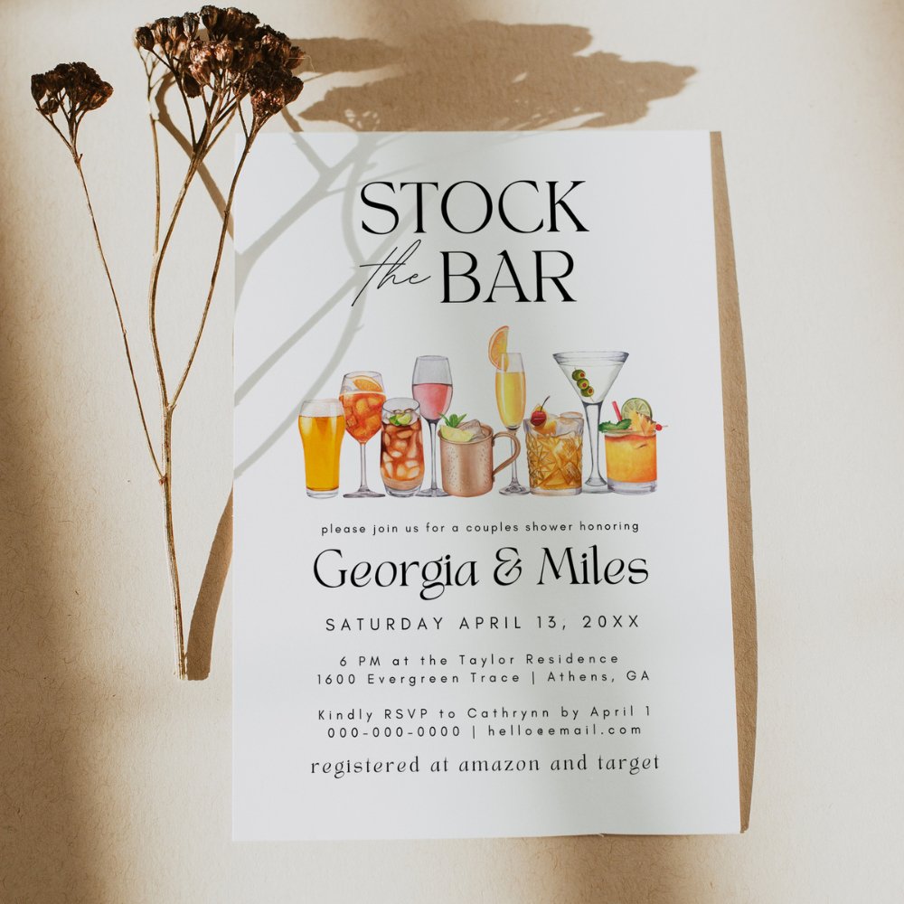 Stock The Bar Couples Shower Invite Template - SincerelyByNicole