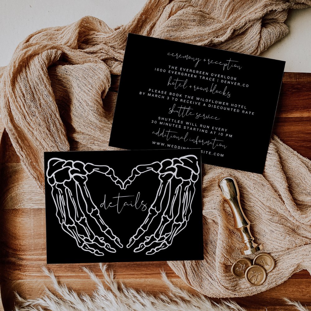 Till Death Skeleton Wedding Double Sided Details Insert Card Template CORDELIA - SincerelyByNicole