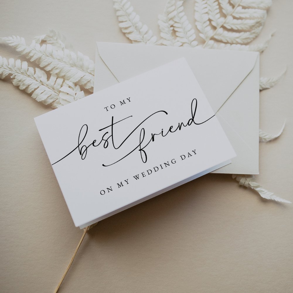 To My Best Friend On My Wedding Day Elegant Bridal Party Card - SincerelyByNicole