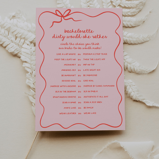 Wavy Border Red and Pink Dirty Bachelorette Would She Rather Game - SincerelyByNicole