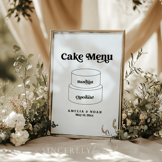 Wedding Cake Tier Flavors Sign Canva Template - SincerelyByNicole