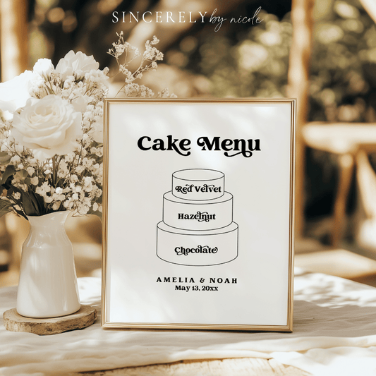 Wedding Cake Tier Flavors Sign Canva Template - SincerelyByNicole