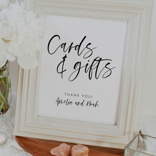 Wedding Cards and Gifts Sign - Elegant Scripted Thank You Reception Decor - SincerelyByNicole