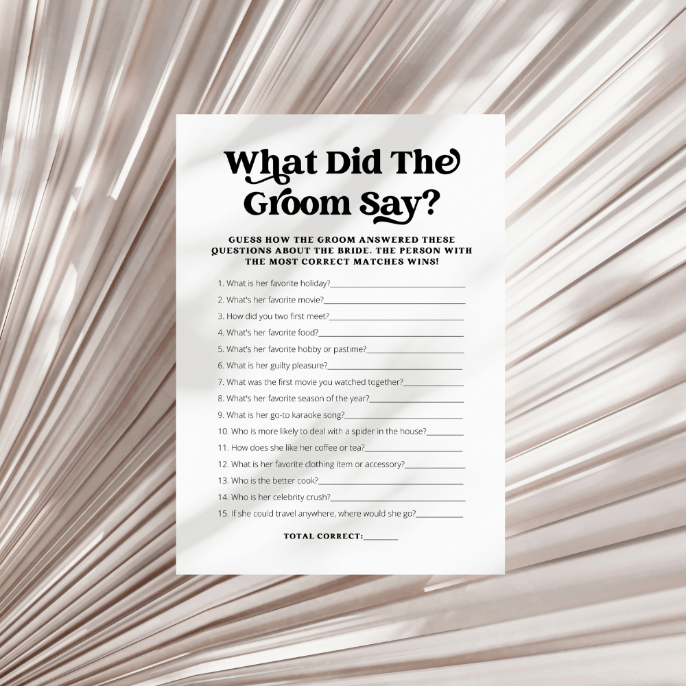 What Did The Groom Say Bridal Shower Game - SincerelyByNicole