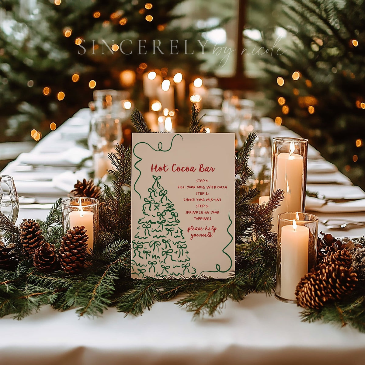 Whimsical Hand Drawn Hot Cocoa Bar Holiday Party Sign - SincerelyByNicole