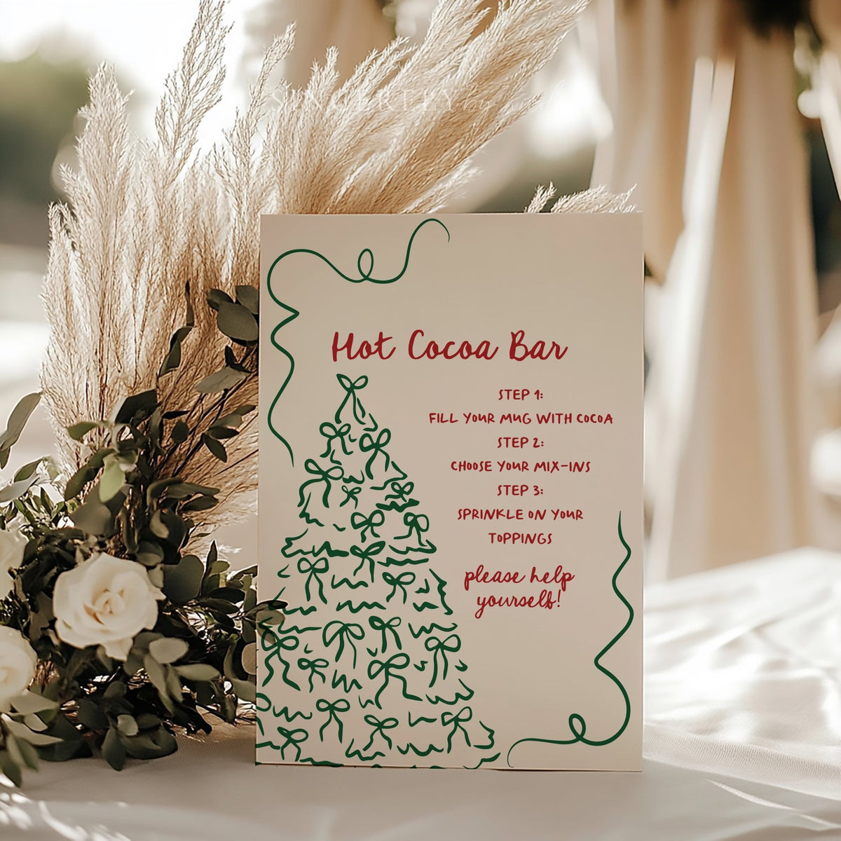 Whimsical Hand Drawn Hot Cocoa Bar Holiday Party Sign - SincerelyByNicole