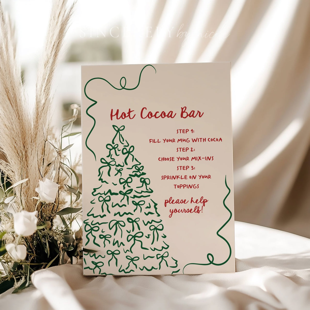Whimsical Hand Drawn Hot Cocoa Bar Holiday Party Sign - SincerelyByNicole
