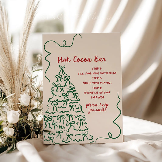 Whimsical Hand Drawn Hot Cocoa Bar Holiday Party Sign - SincerelyByNicole