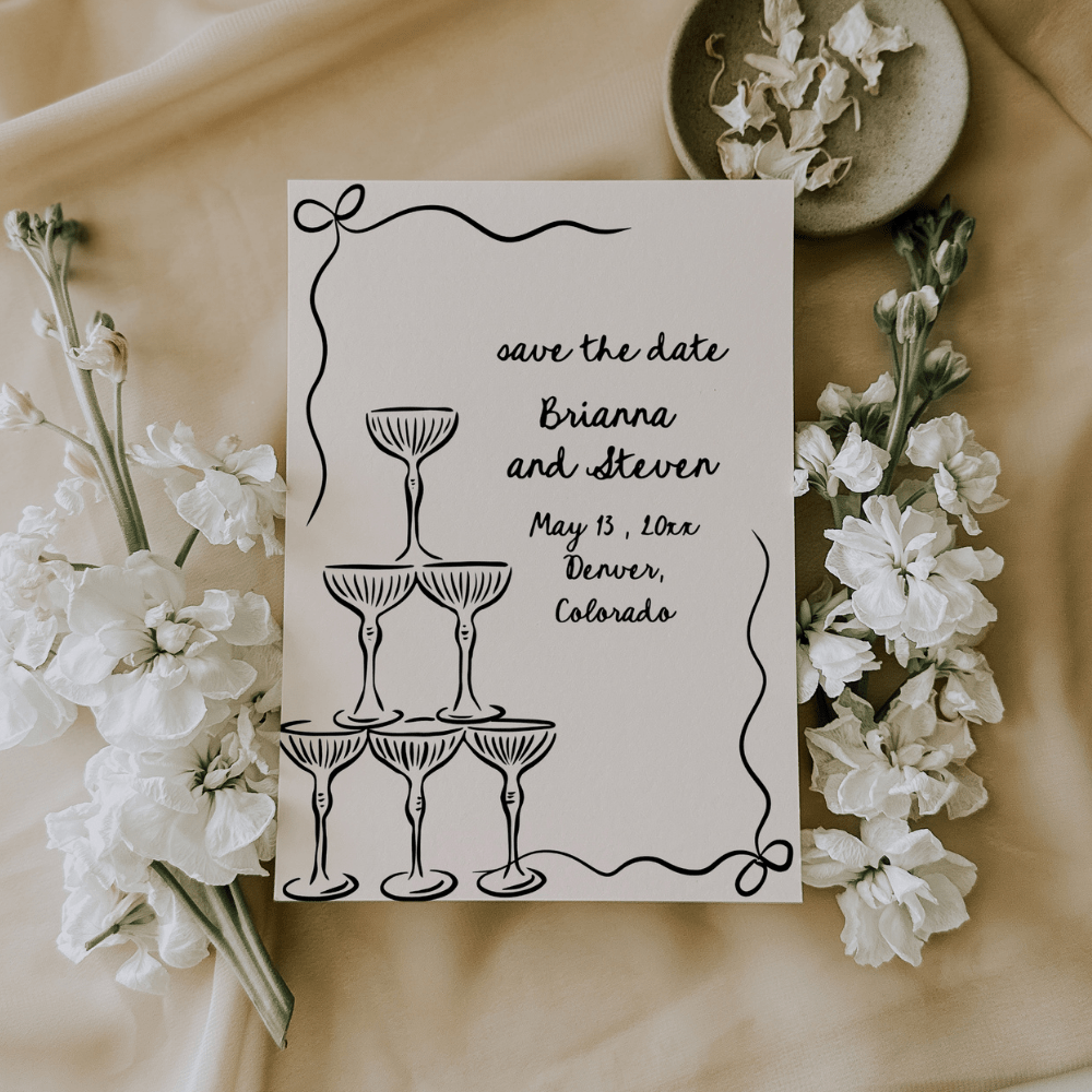 Whimsical Hand Drawn Save The Date Canva Editable - SincerelyByNicole