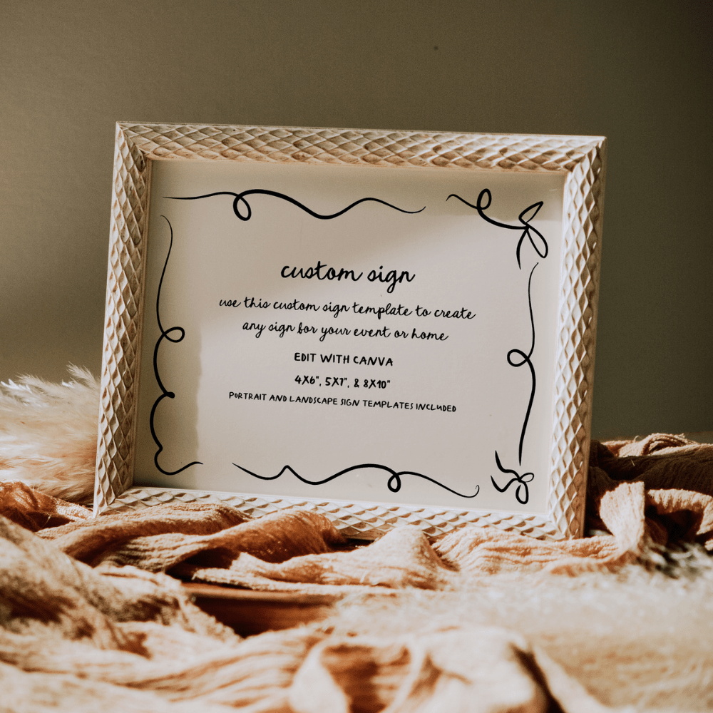 Whimsical Hand Drawn Wedding Sign Bow Wedding Decor CARLY - SincerelyByNicole