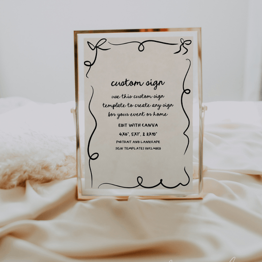 Whimsical Hand Drawn Wedding Sign Bow Wedding Decor CARLY - SincerelyByNicole