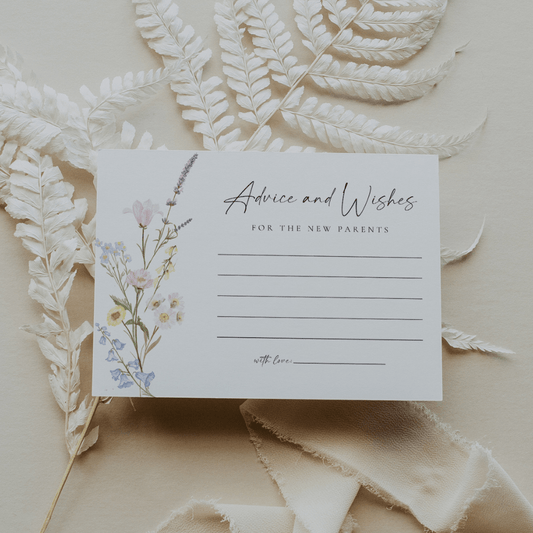 Wildflower Baby Shower Advice and Wishes For New Parents Card - SincerelyByNicole
