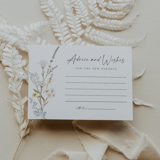 Wildflower Baby Shower Advice and Wishes For New Parents Card - SincerelyByNicole