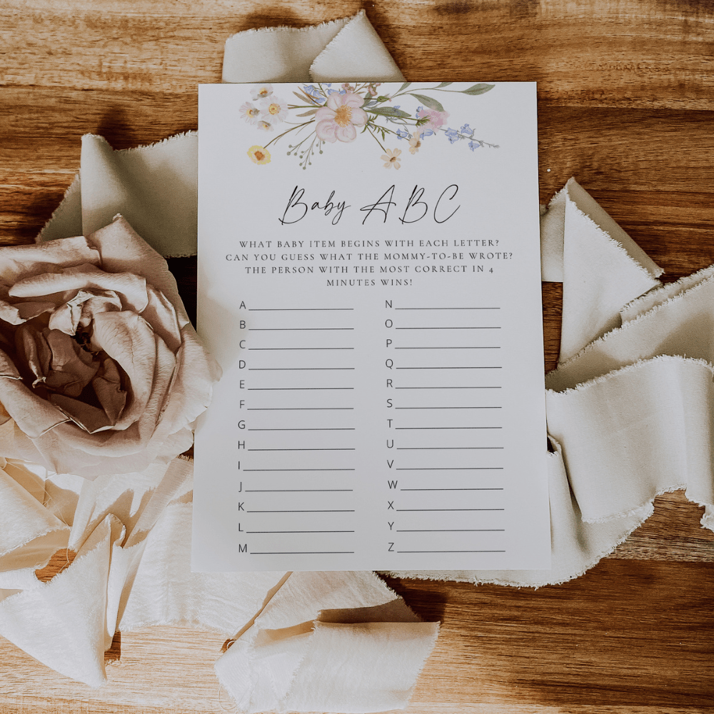 Wildflower Baby Shower Baby ABC Alphabet Game - SincerelyByNicole