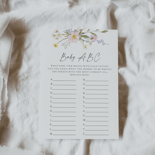 Wildflower Baby Shower Baby ABC Alphabet Game - SincerelyByNicole