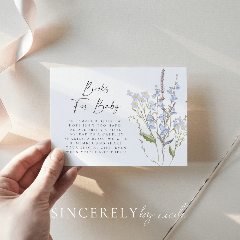 Wildflower Baby Shower Books For Baby Card Insert - SincerelyByNicole