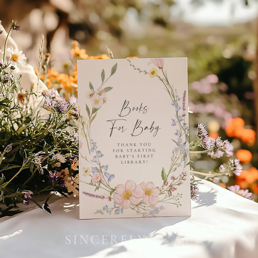 Wildflower Baby Shower Books For Baby Sign - SincerelyByNicole