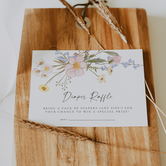 Wildflower Baby Shower Diaper Raffle Cards - SincerelyByNicole