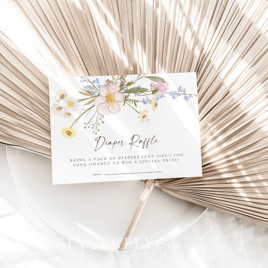 Wildflower Baby Shower Diaper Raffle Cards - SincerelyByNicole