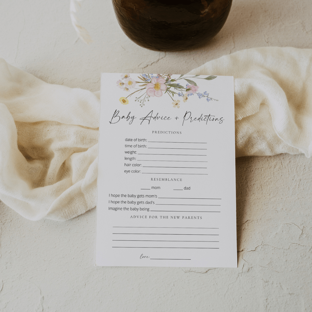 Wildflower Baby Shower Game Baby Advice and Predictions - SincerelyByNicole