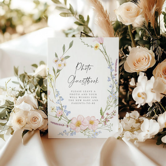 Wildflower Baby Shower Photo Guestbook Sign - SincerelyByNicole