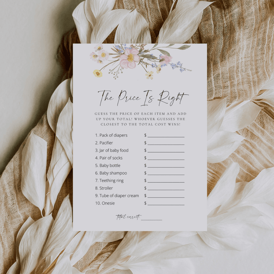 Wildflower Baby Shower The Price Is Right Game - SincerelyByNicole