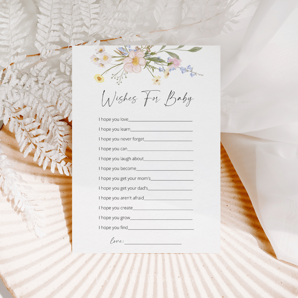 Wildflower Baby Shower Wishes For Baby - SincerelyByNicole